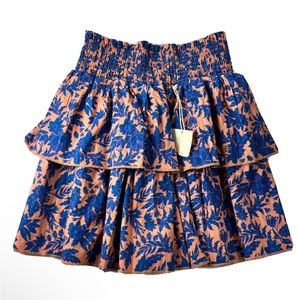 New Universal Thread Women's Short Tiered Ruffle Mini Pink Blue Floral Skirt